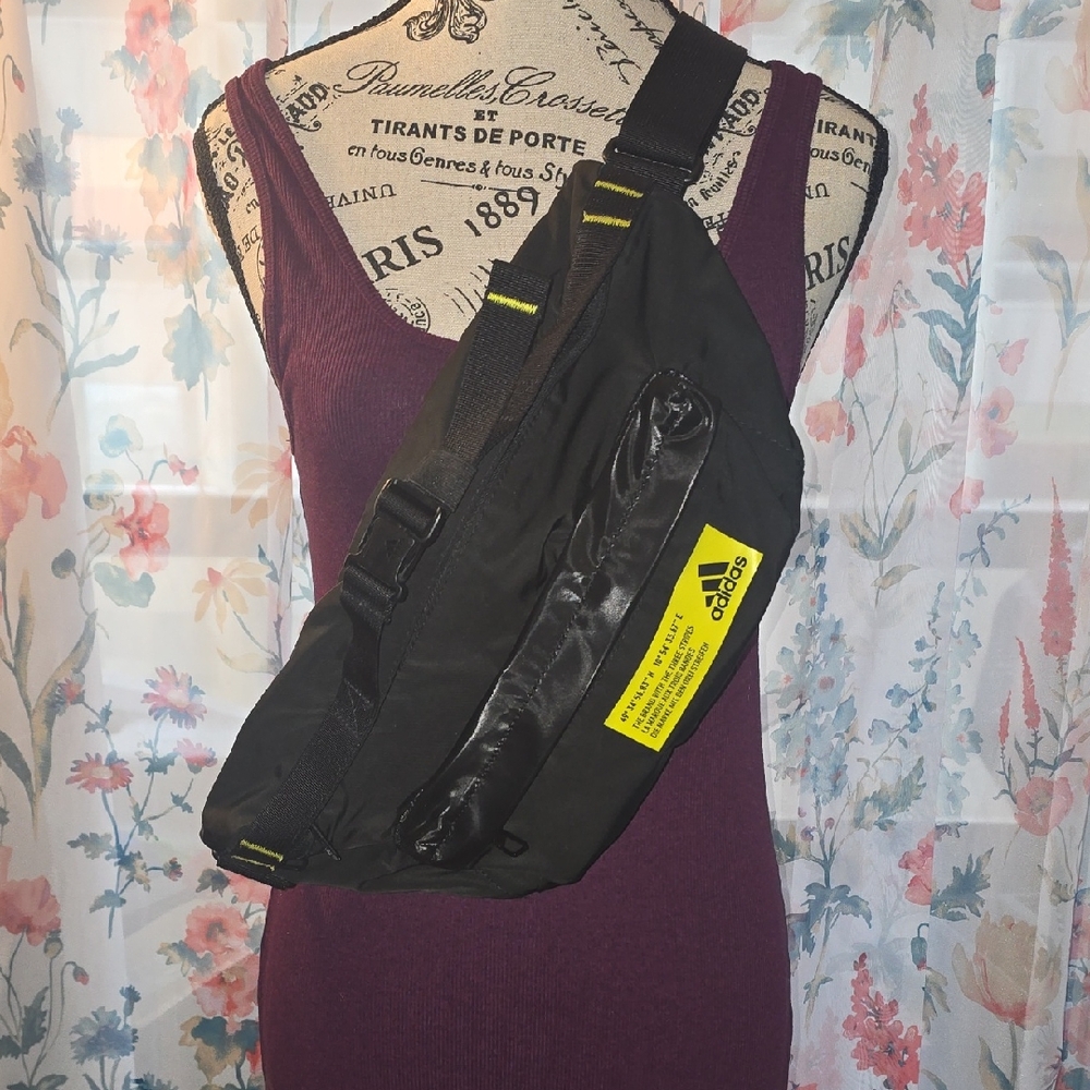 Adidas Black and Yellow Crossbody Bag